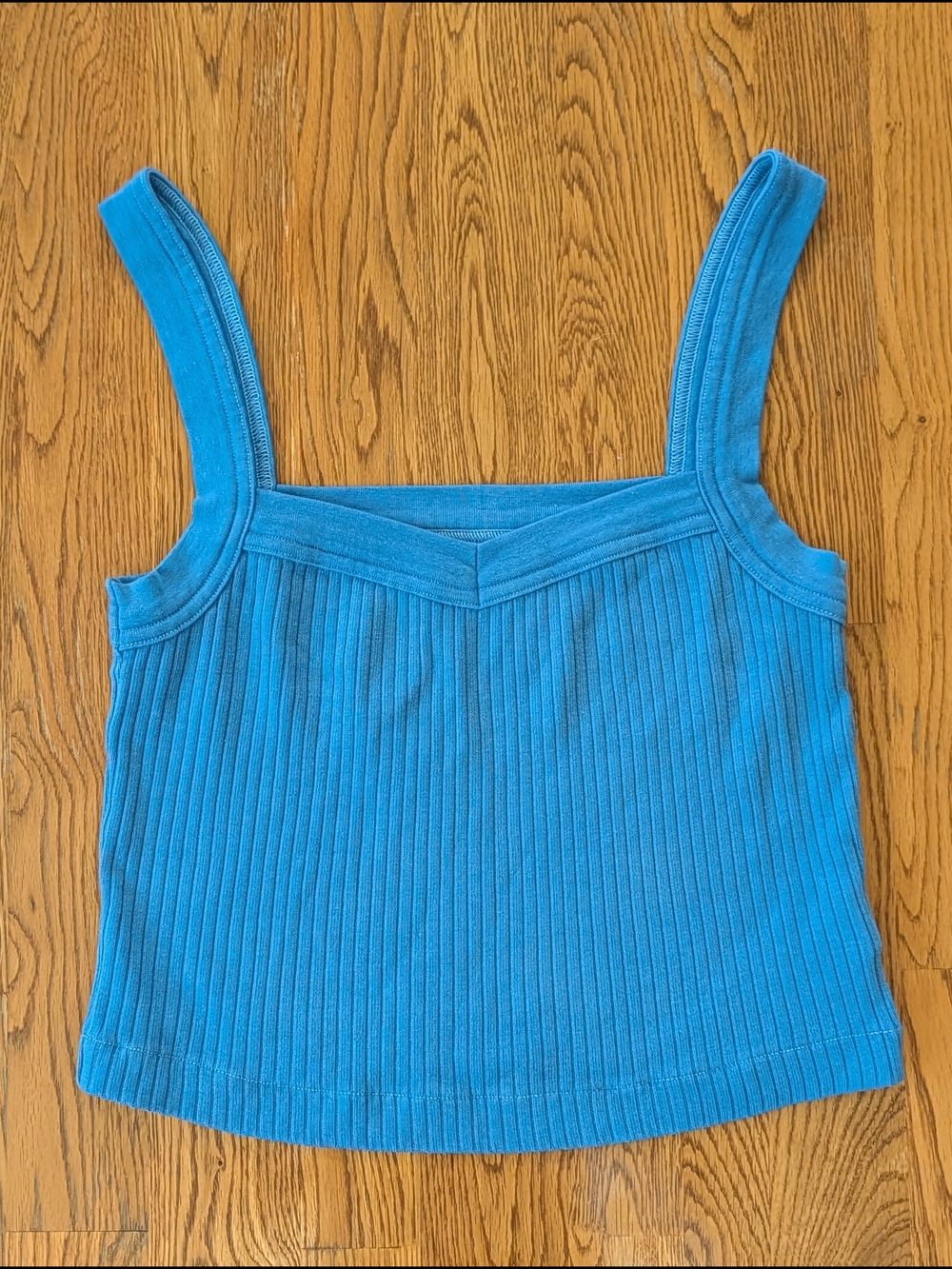 Citizens of Humanity Blue Cropped Ribbed Knit Tank Top